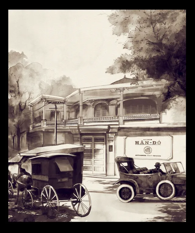 Mận-Đỏ Restaurant Illustration