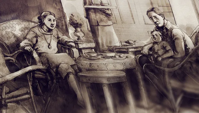 Mận-Đỏ Restaurant Illustration