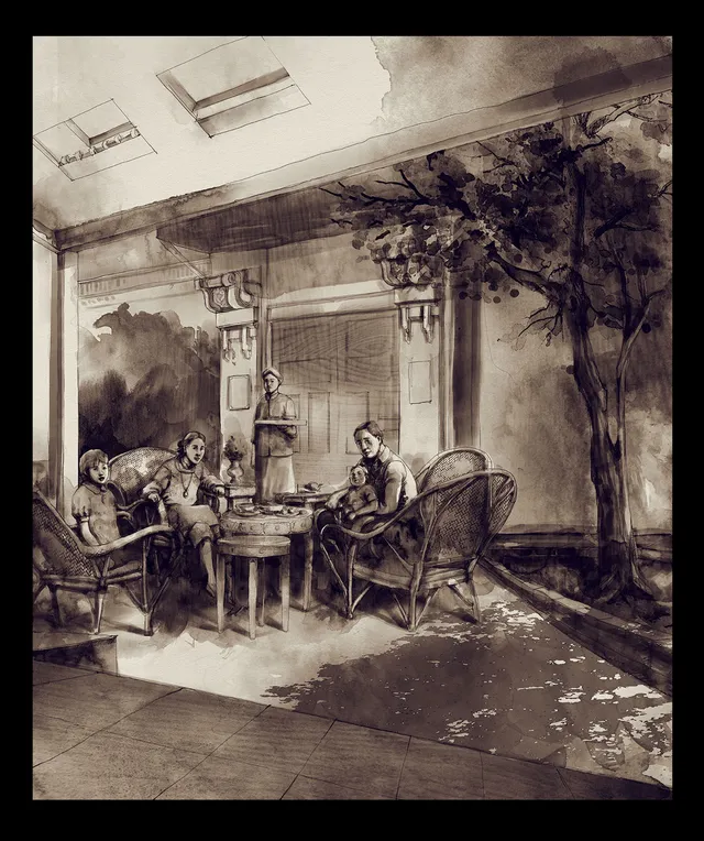 Mận-Đỏ Restaurant Illustration